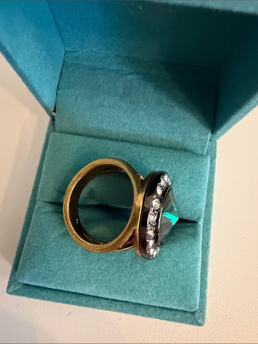 Kurt Geiger Green Octavia Brass Ring - Picture 2 of 5